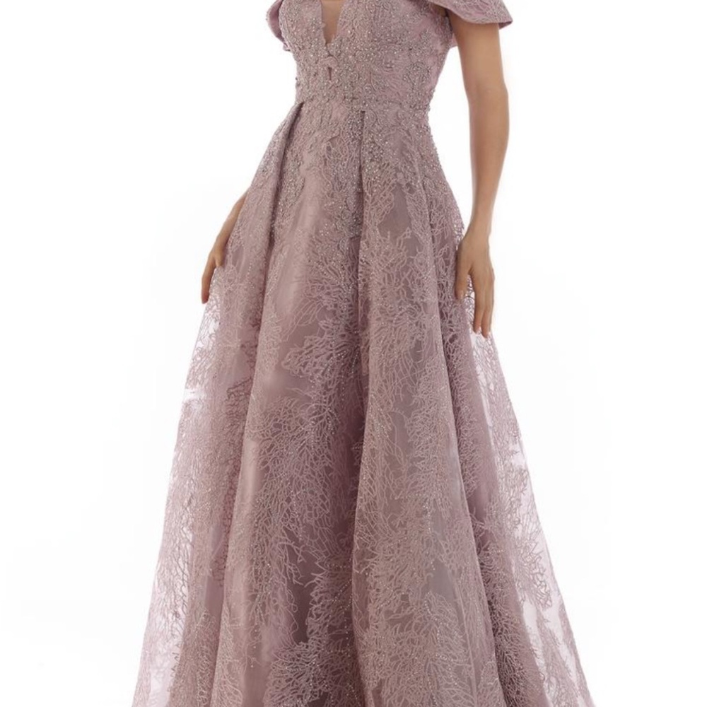 Lavender Lace Evening Gown